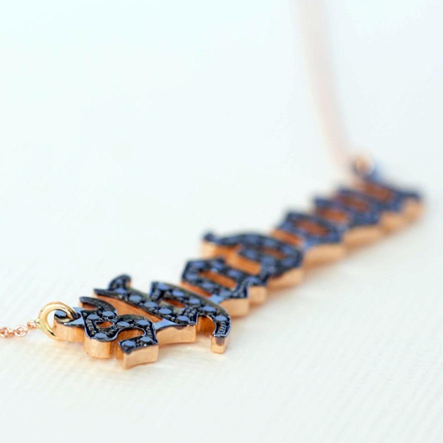 Gothic Black Name Necklace