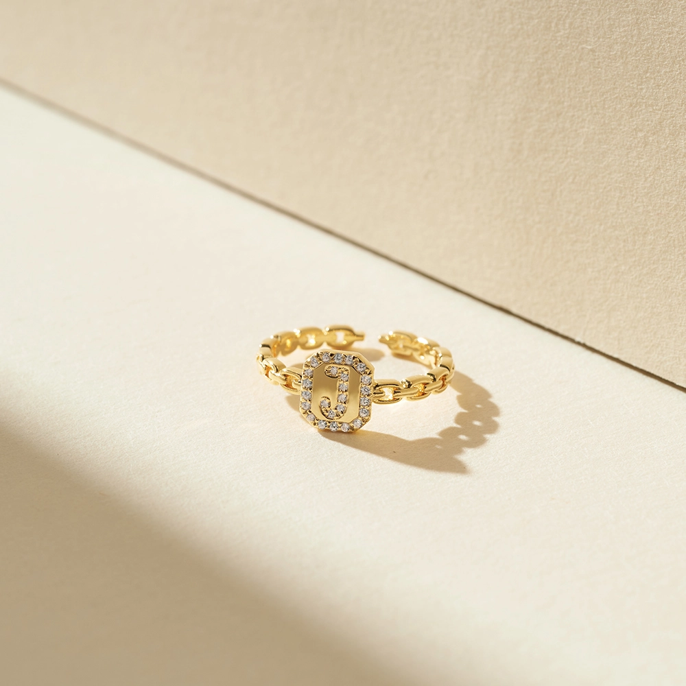 Gold Initial Letter Open Ring