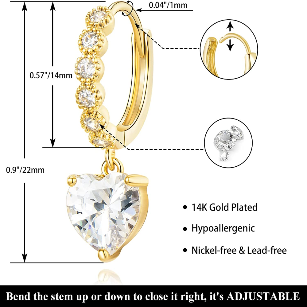 Shining Gold Heart Shaped Earrings