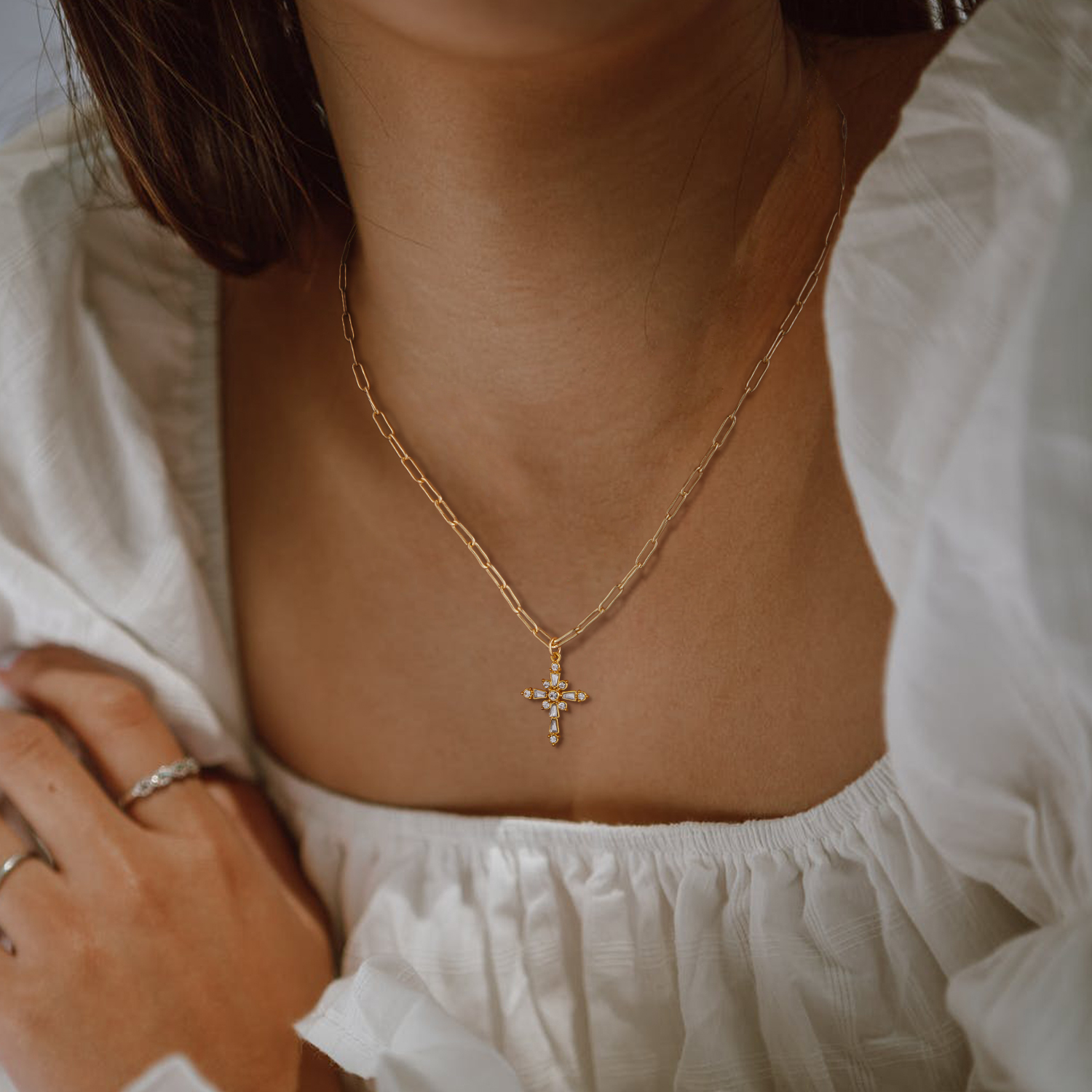 baby girl baptism cross necklace