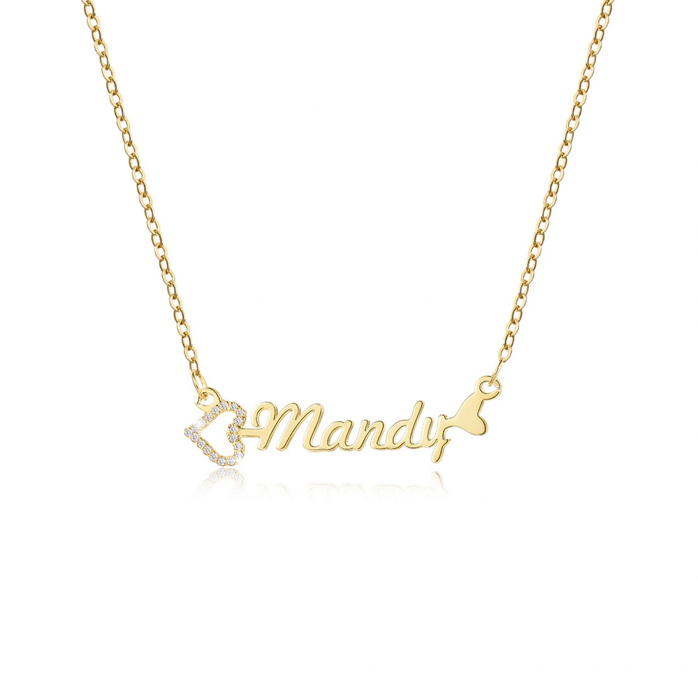 Personalized Carrie Name  Necklace With Hearts
