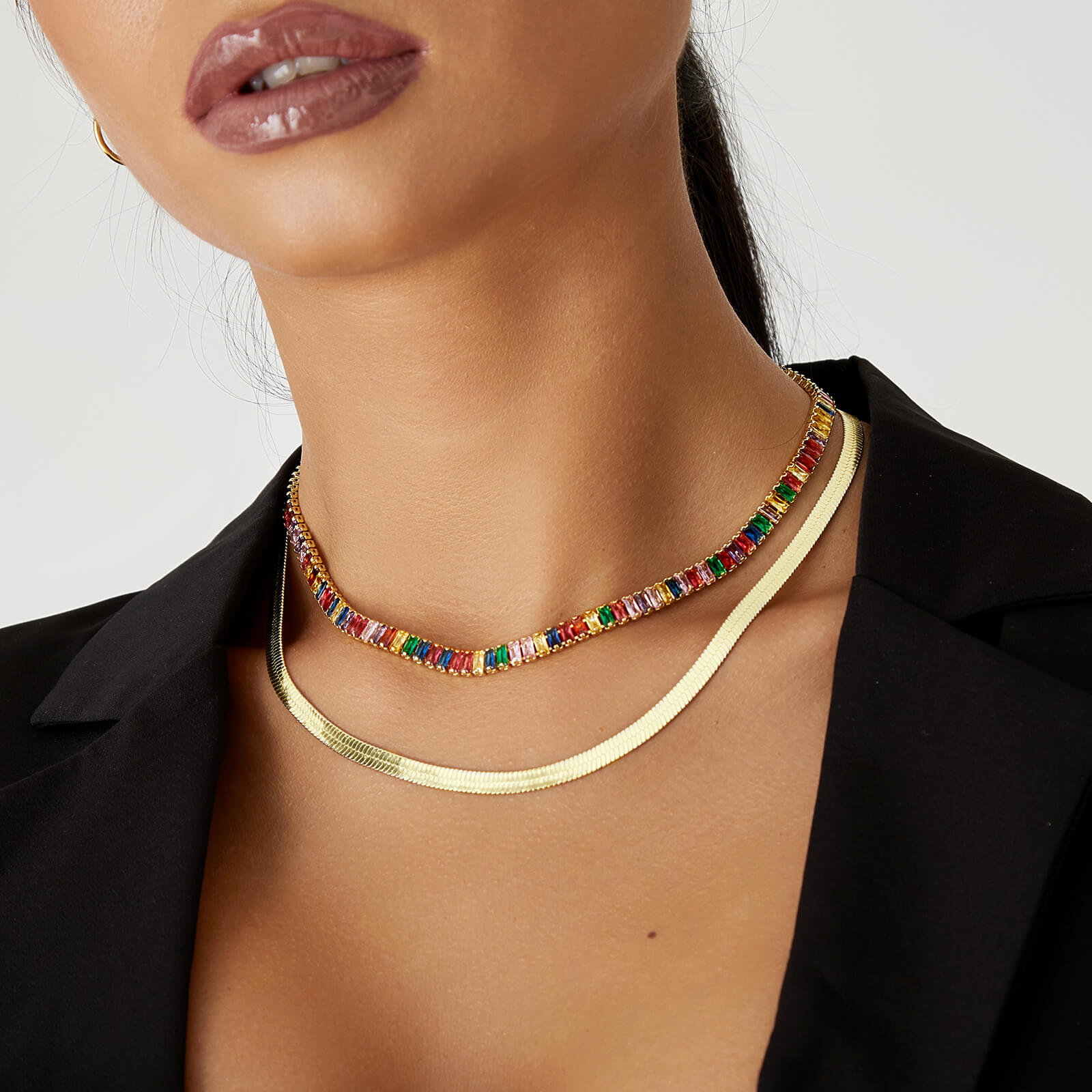 5mm 14K Gold Plated Herringbone Snake Necklace 