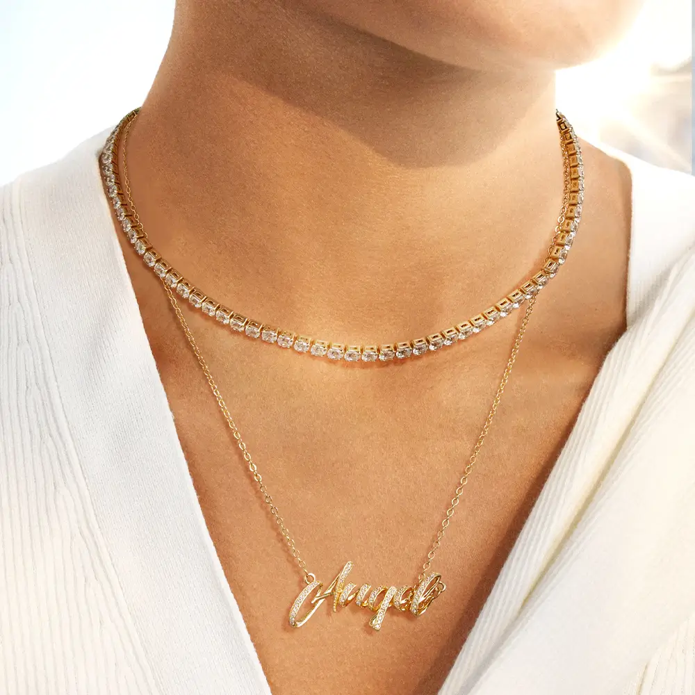 Jumbo Dimensional Cursive Name Necklace