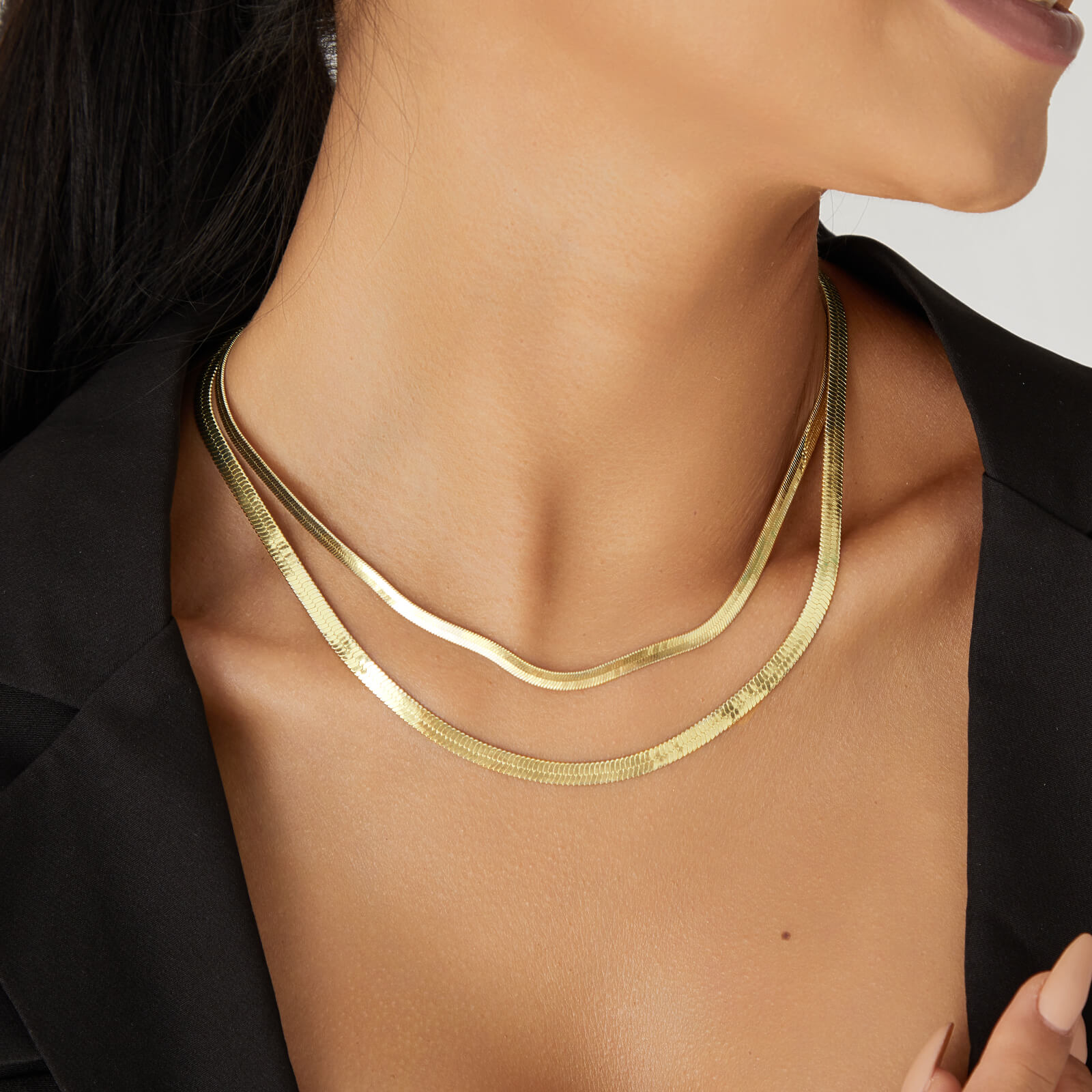 5mm 14K Gold Plated Herringbone Snake Necklace 