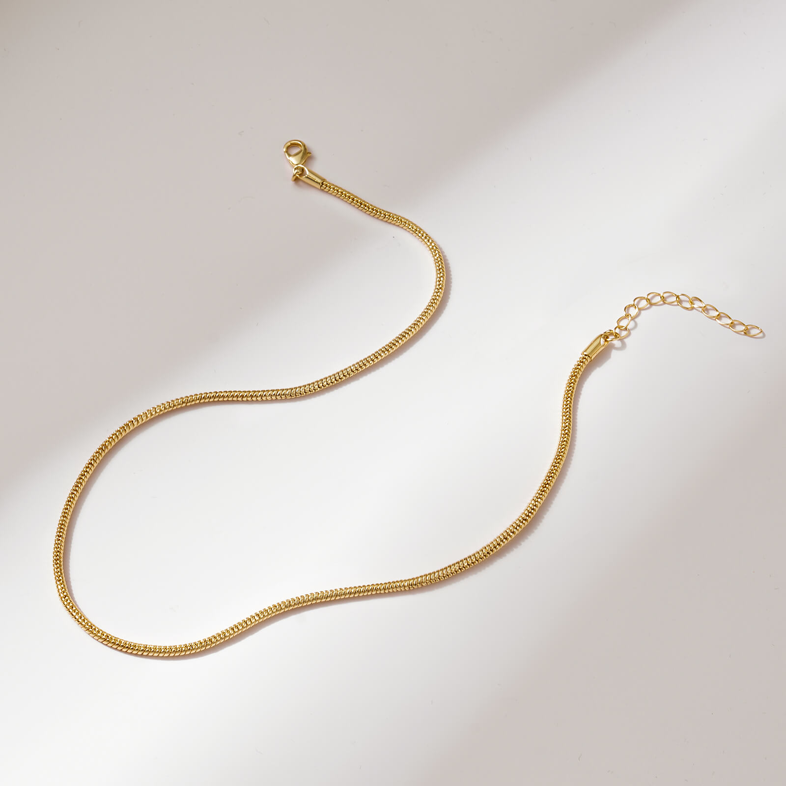 14K Gold Plated Round Snake Chain Necklace