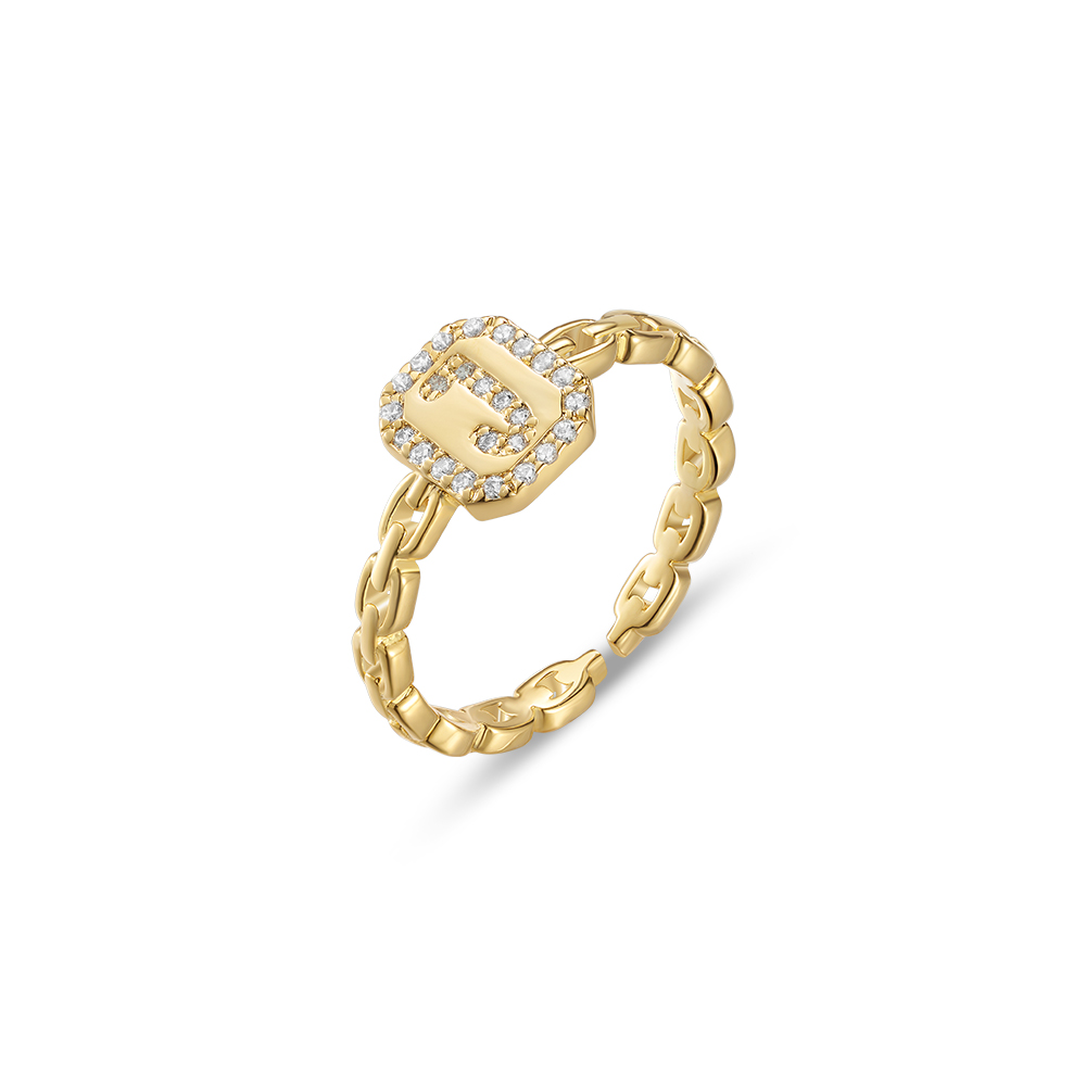Gold Initial Letter Open Ring