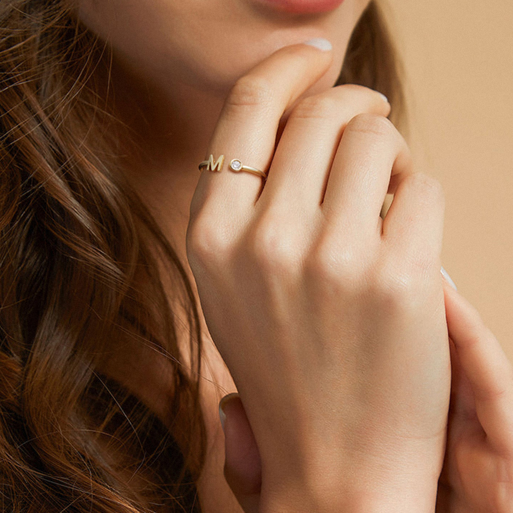 Joycenamenecklace Custom Initial Ring A-Z for Gift