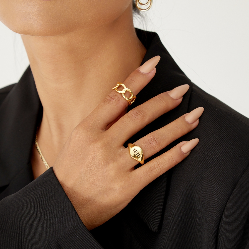 2Pcs Chunky Gold Rings 