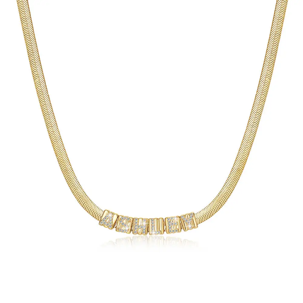 Joyce name Custom Flat Snake Chain Name Necklace 