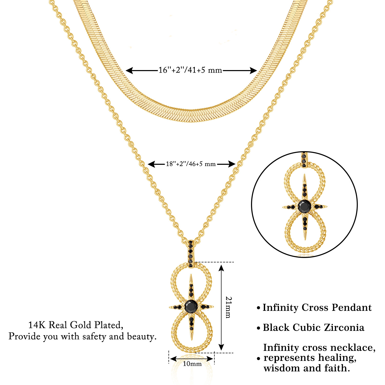 Infinity Cross Pendant Layering Necklace 