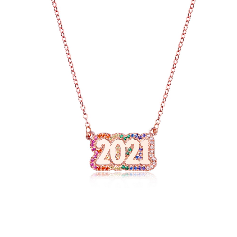 Large Bubble Name Necklace with Rainbow Outline