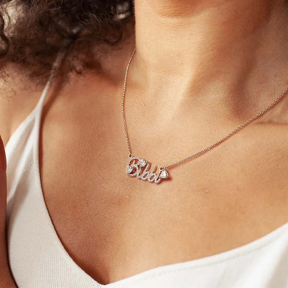 925 Sterling Silver Custom Heart Name Necklace 