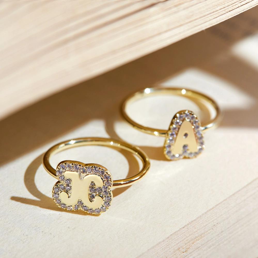 Dainty Initial Letter Ring