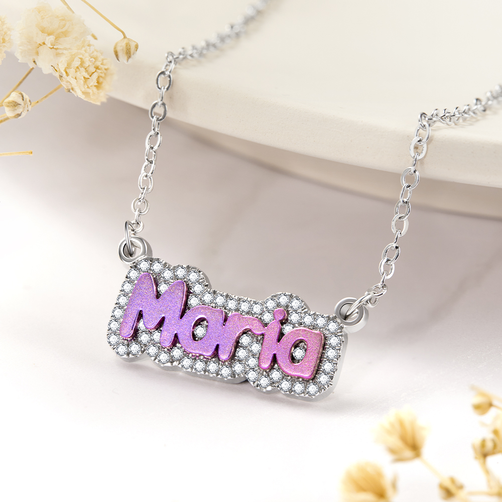 Titanium Steel Colorful Custom Name Necklace