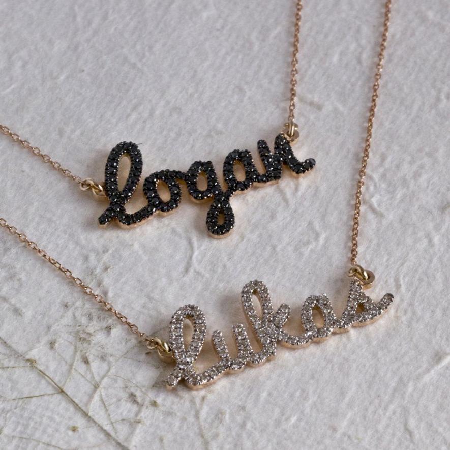 Gothic Black Name Necklace