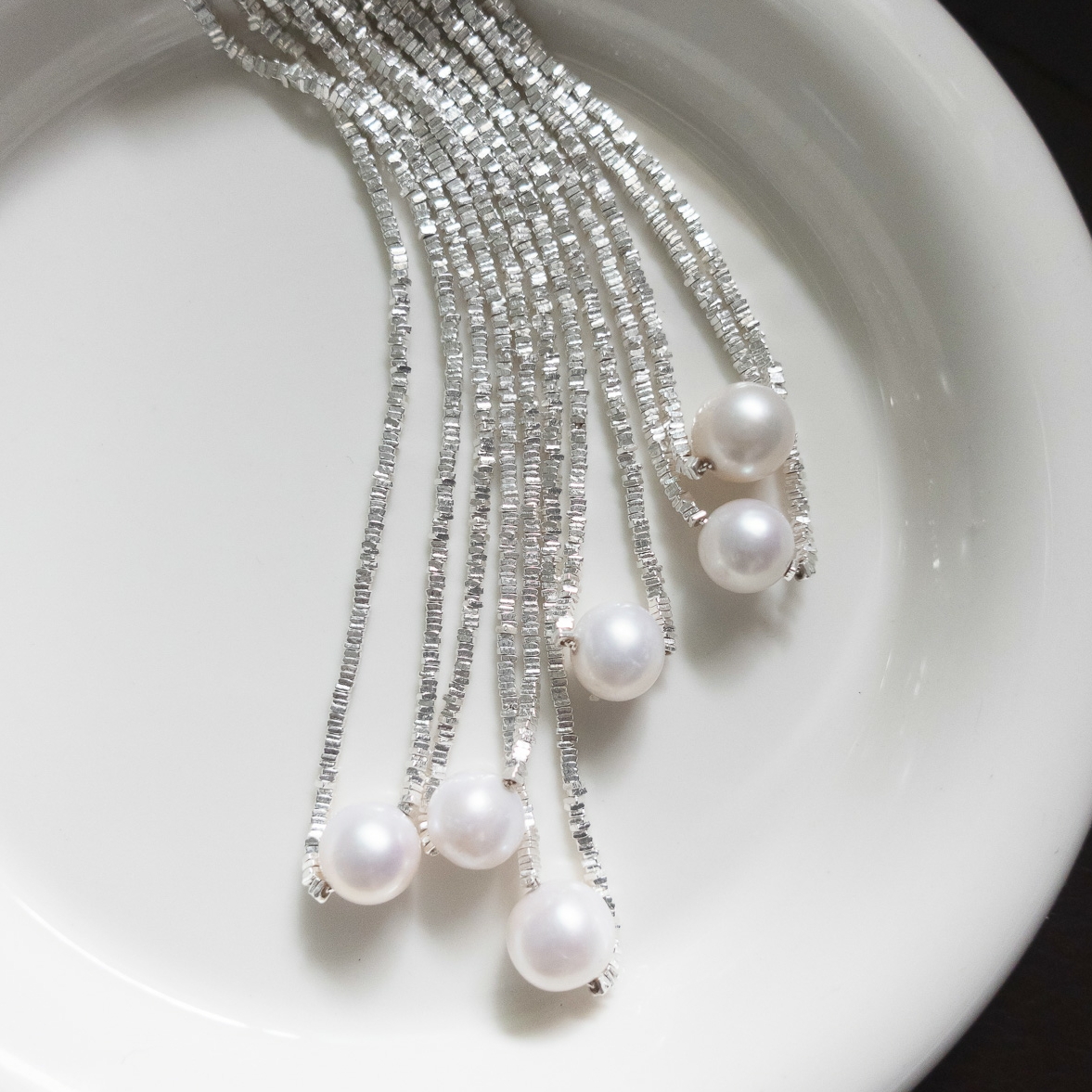 Crushed Silver and Pearl Necklace
