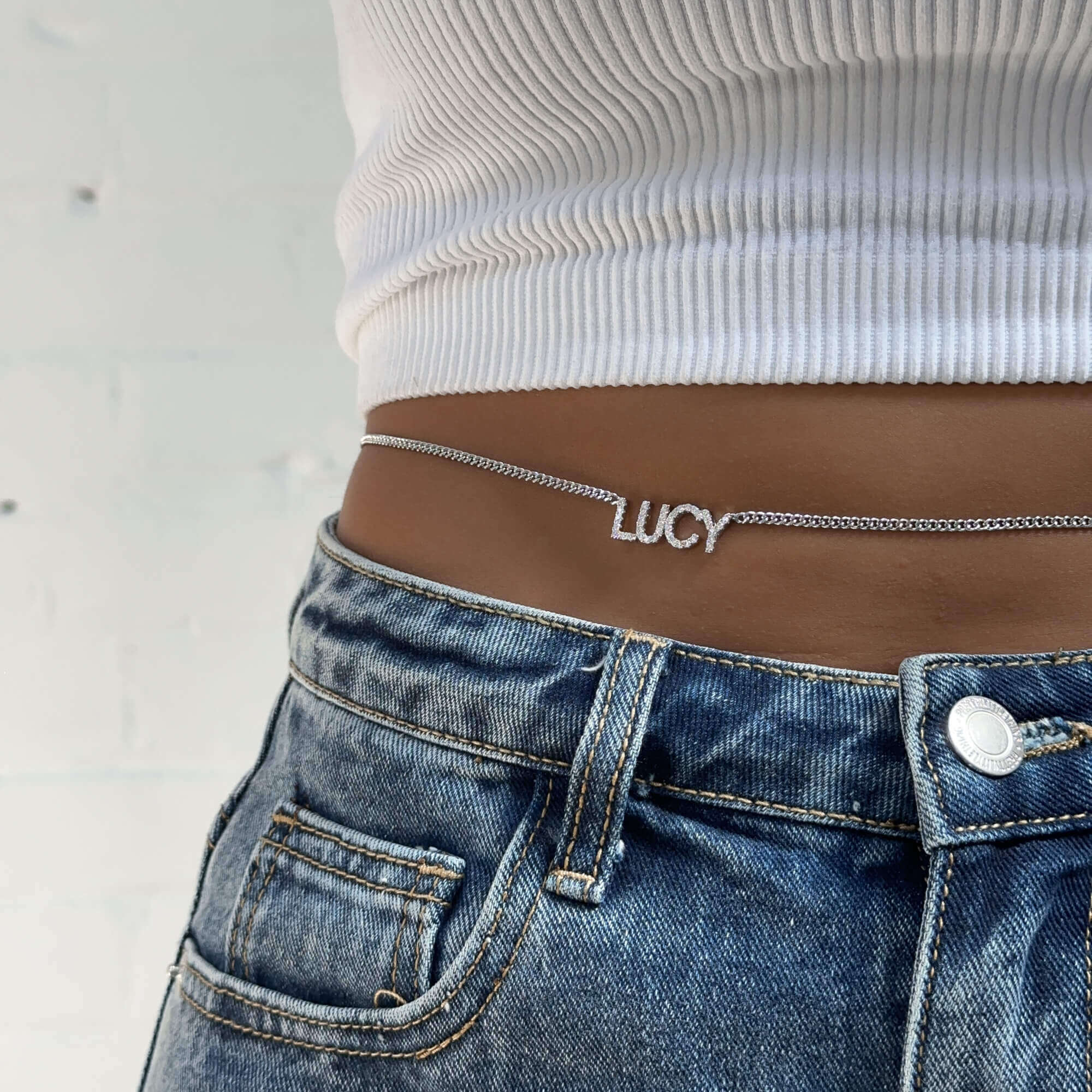 Dazzling Custom Name Belly Chain 