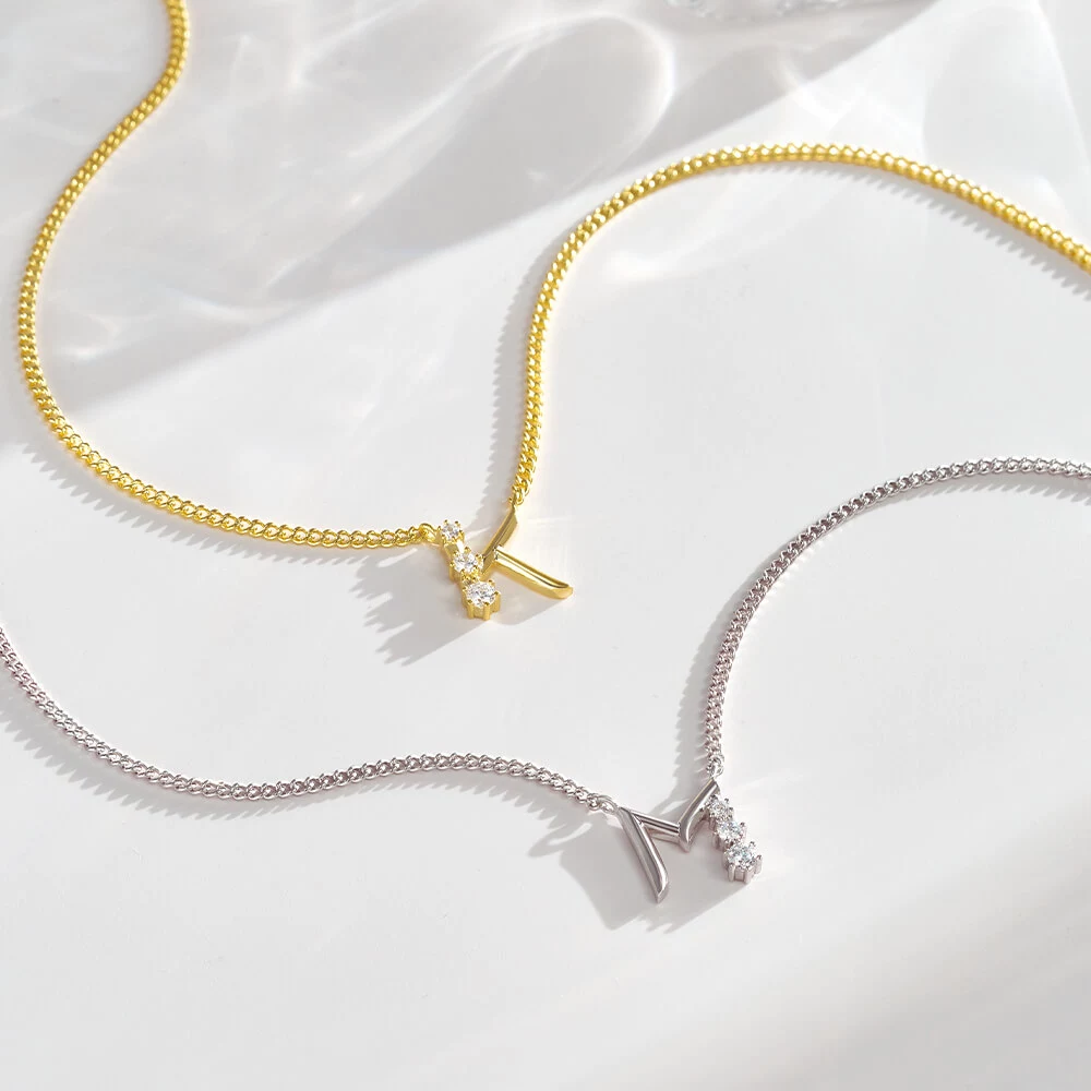 Custom Initial Pendant Necklace With Diamond 