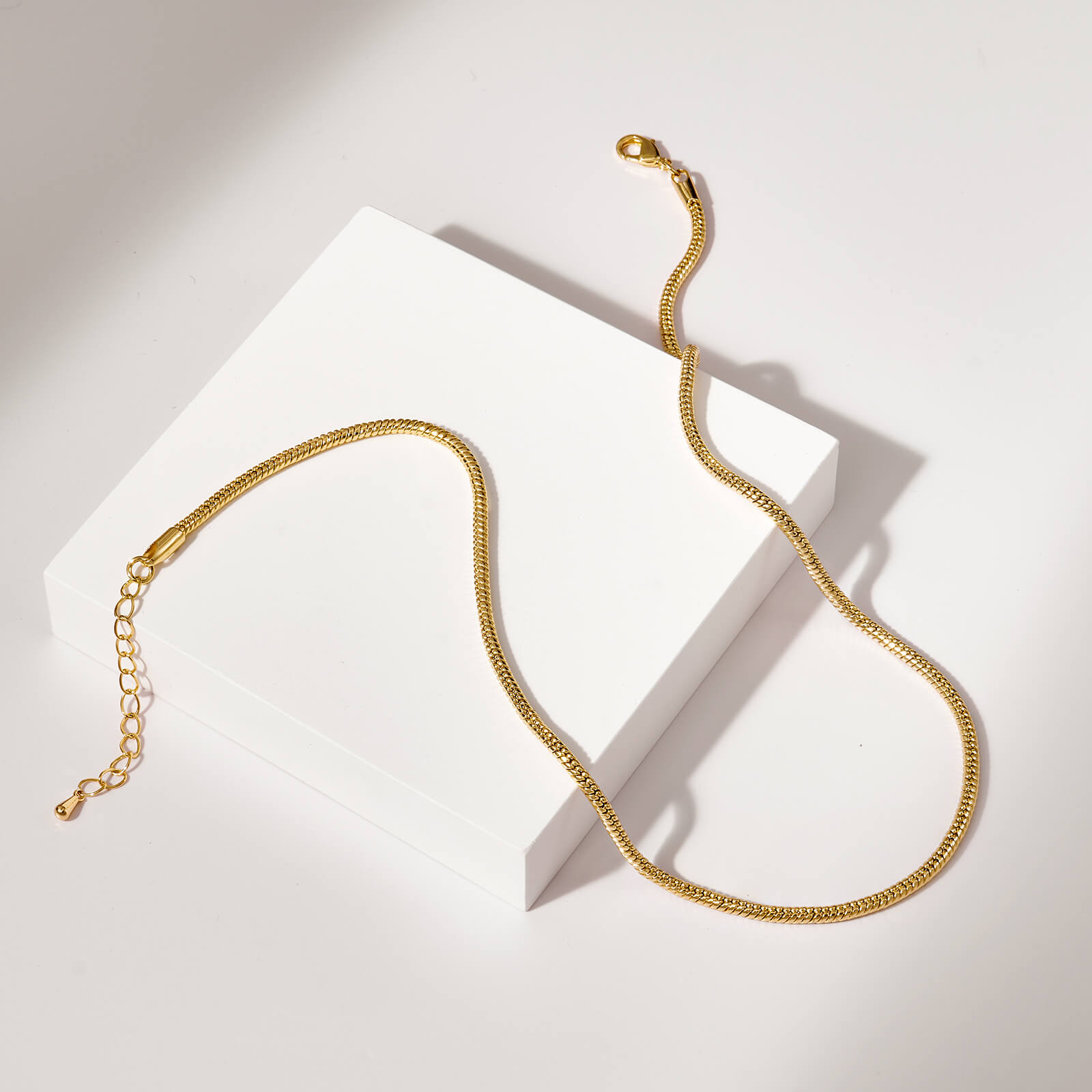 14K Gold Plated Round Snake Chain Necklace