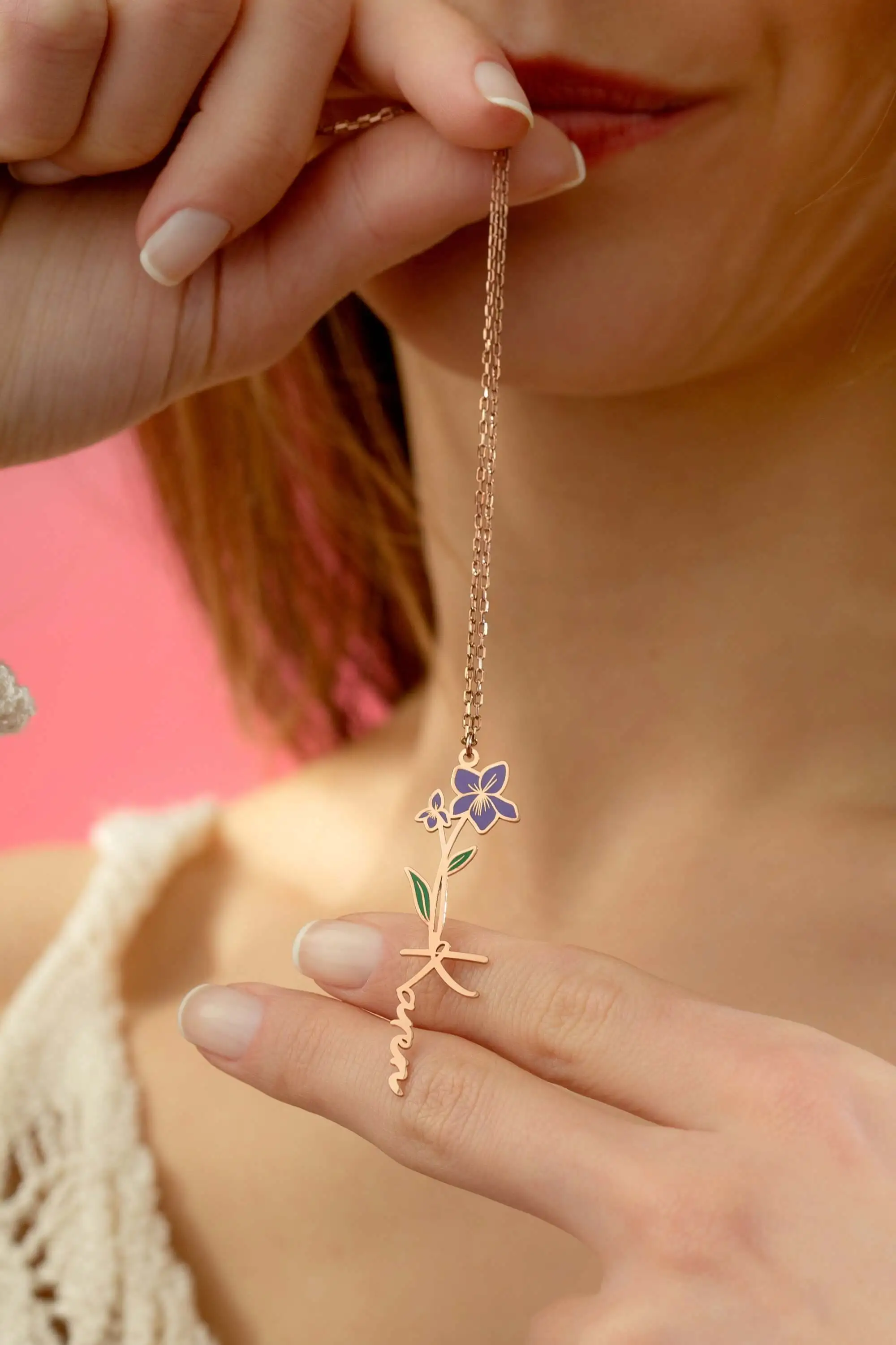 Joycenamenecklace birth flower necklace