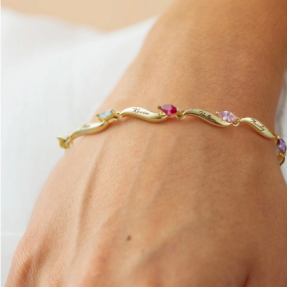 Name Custom Bracelet With Birthstones