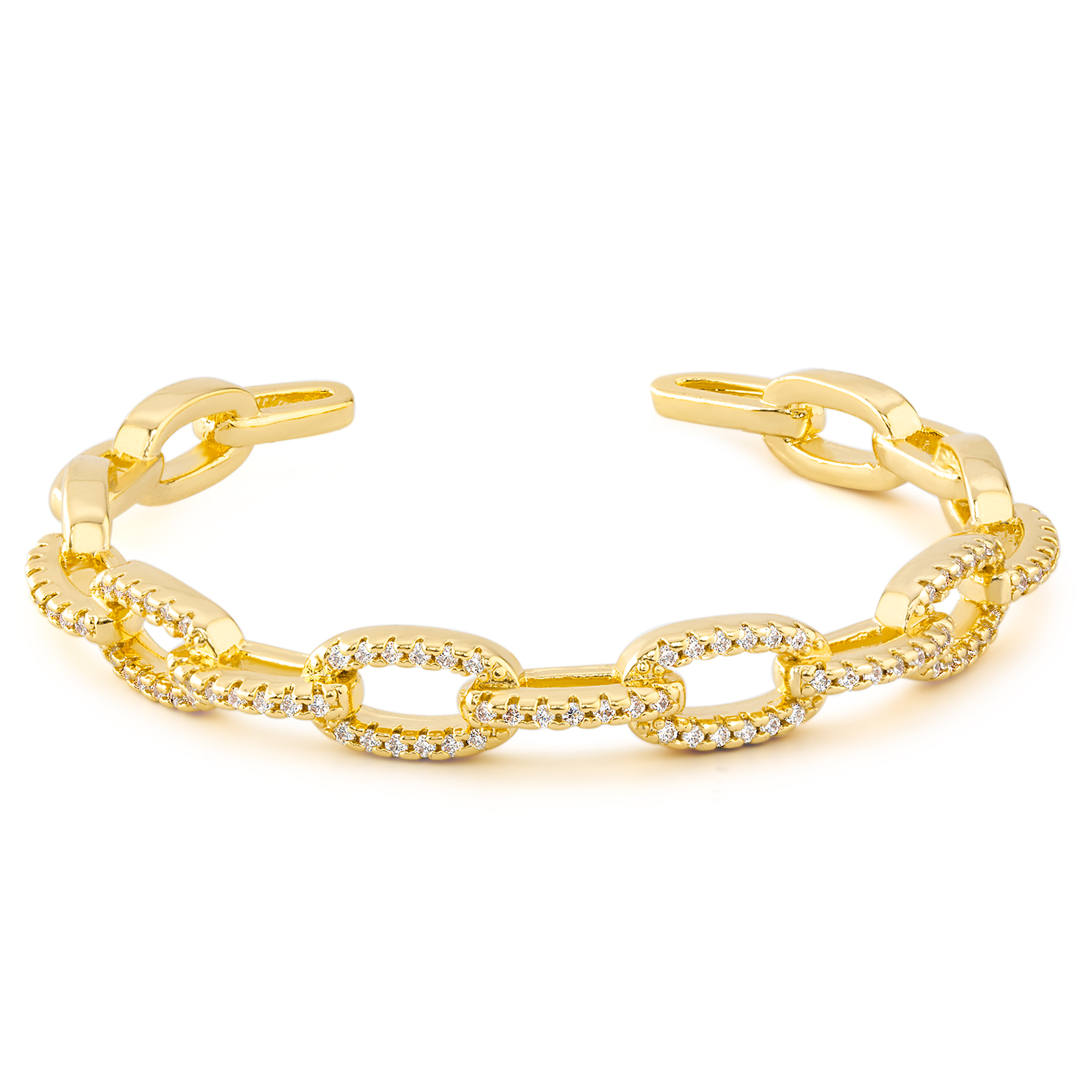 C-Shaped Shell Link Chain Cuff Bangle Bracelet