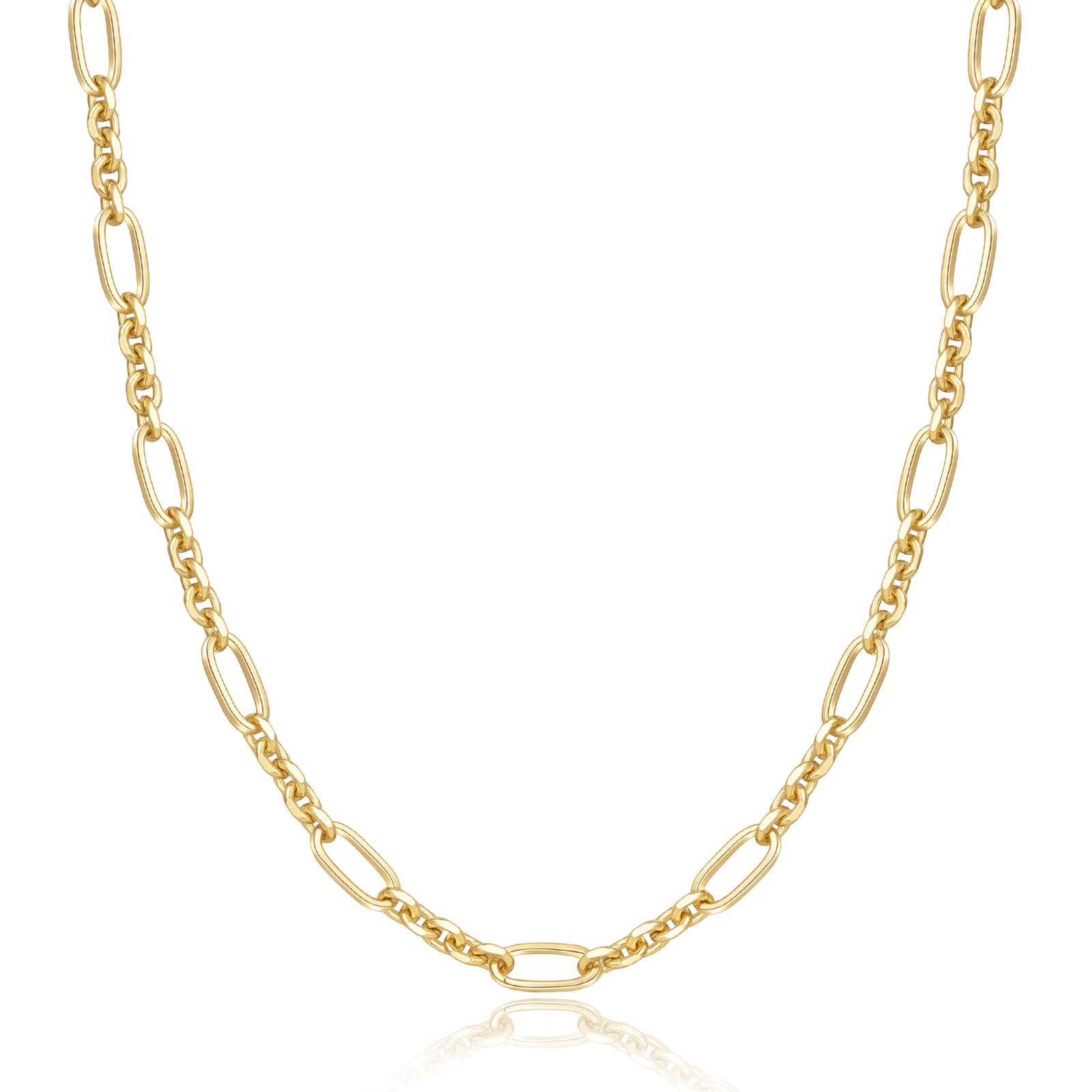 14K Gold Plated Textured Alternate Links Necklace