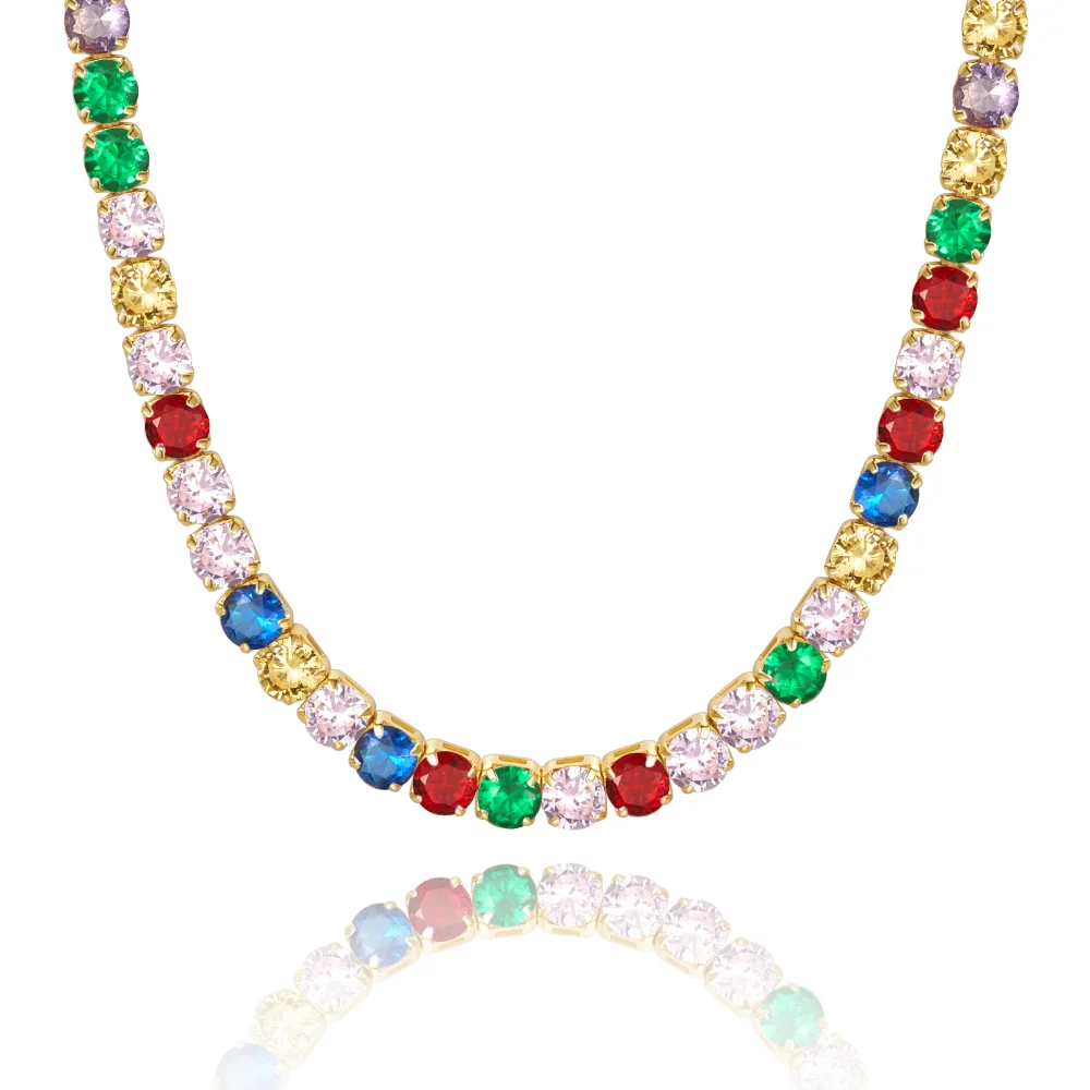 Colorful Square Tennis Necklace