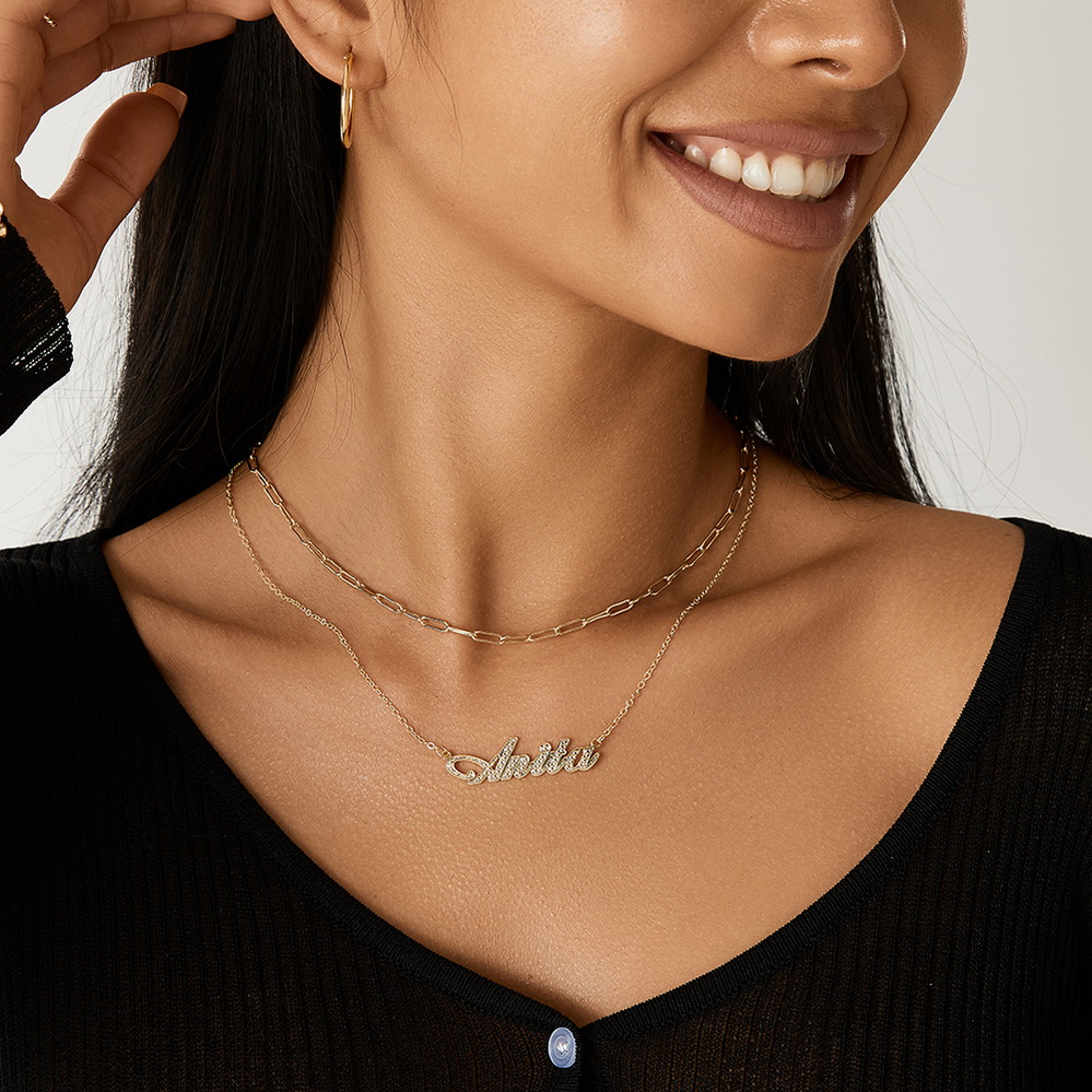 Joyce Name Necklace Personalized nameplate necklace for women