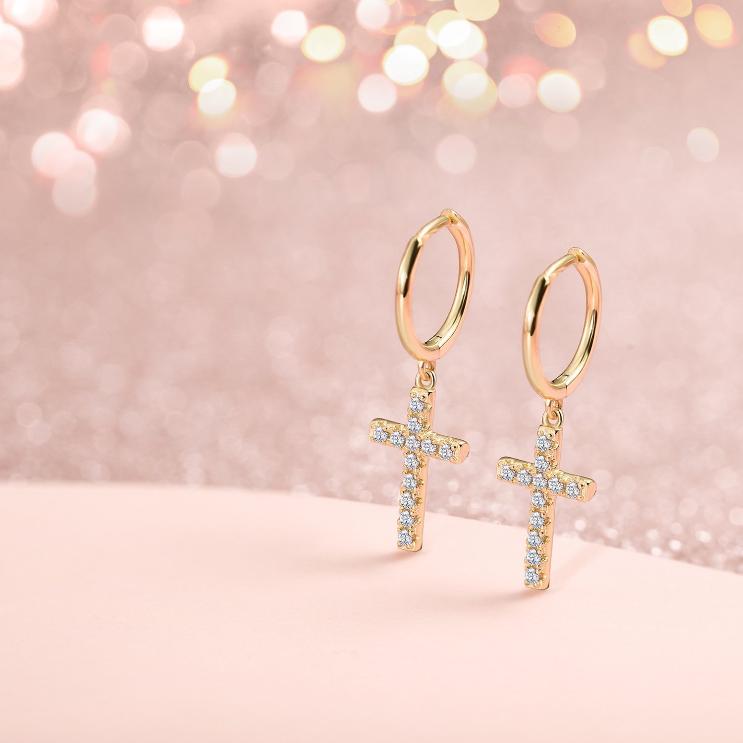 Embellished Cross Drop Earrings