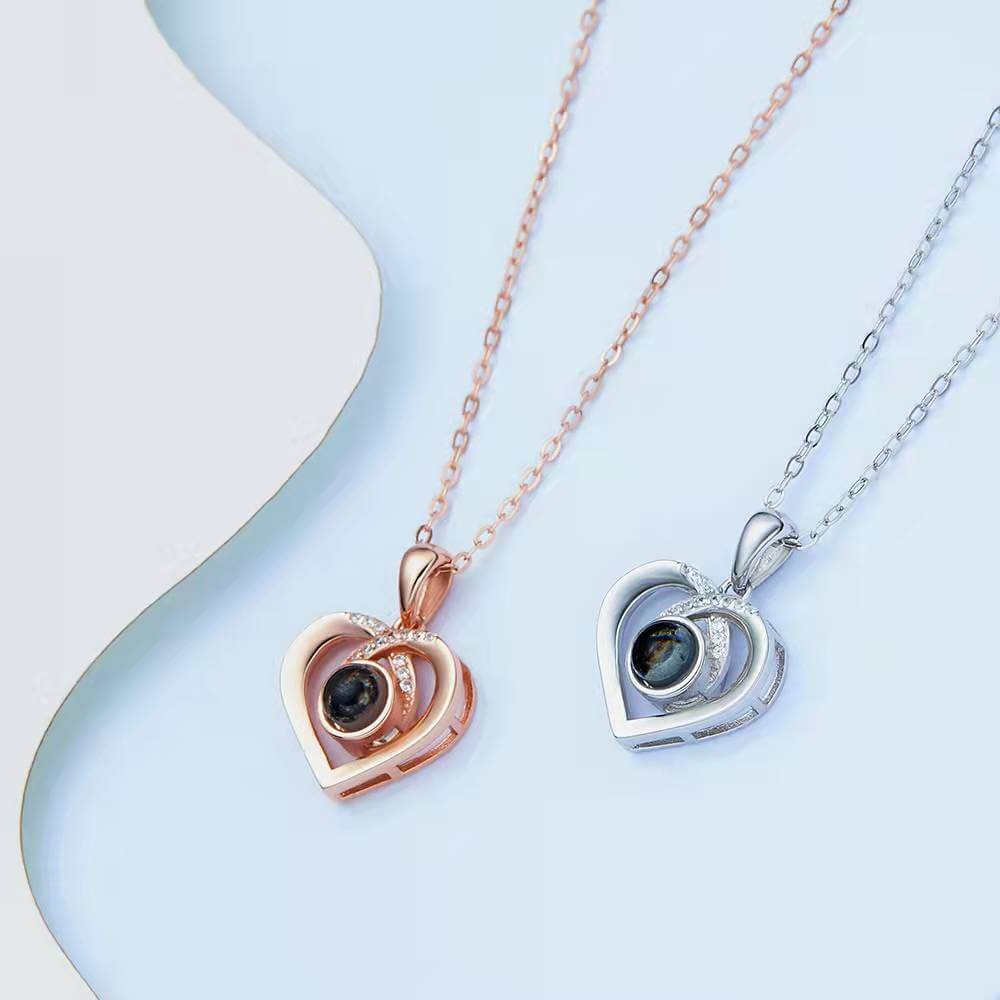 Custom Heart Photo Projection Necklace