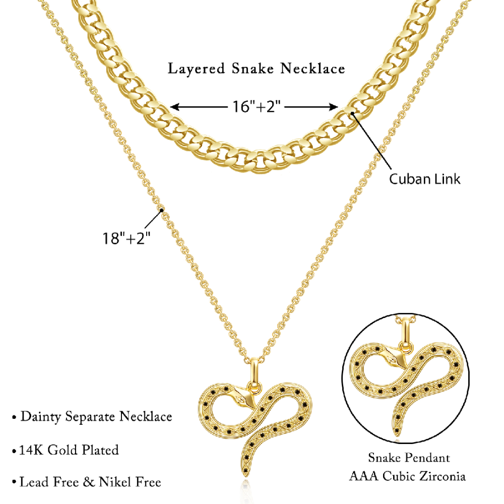 Snake Pendant Layered Necklace