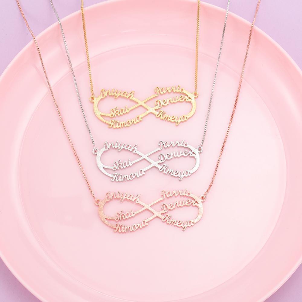 Sparkling Shinning Infinity Name Necklace Custom 5 Names