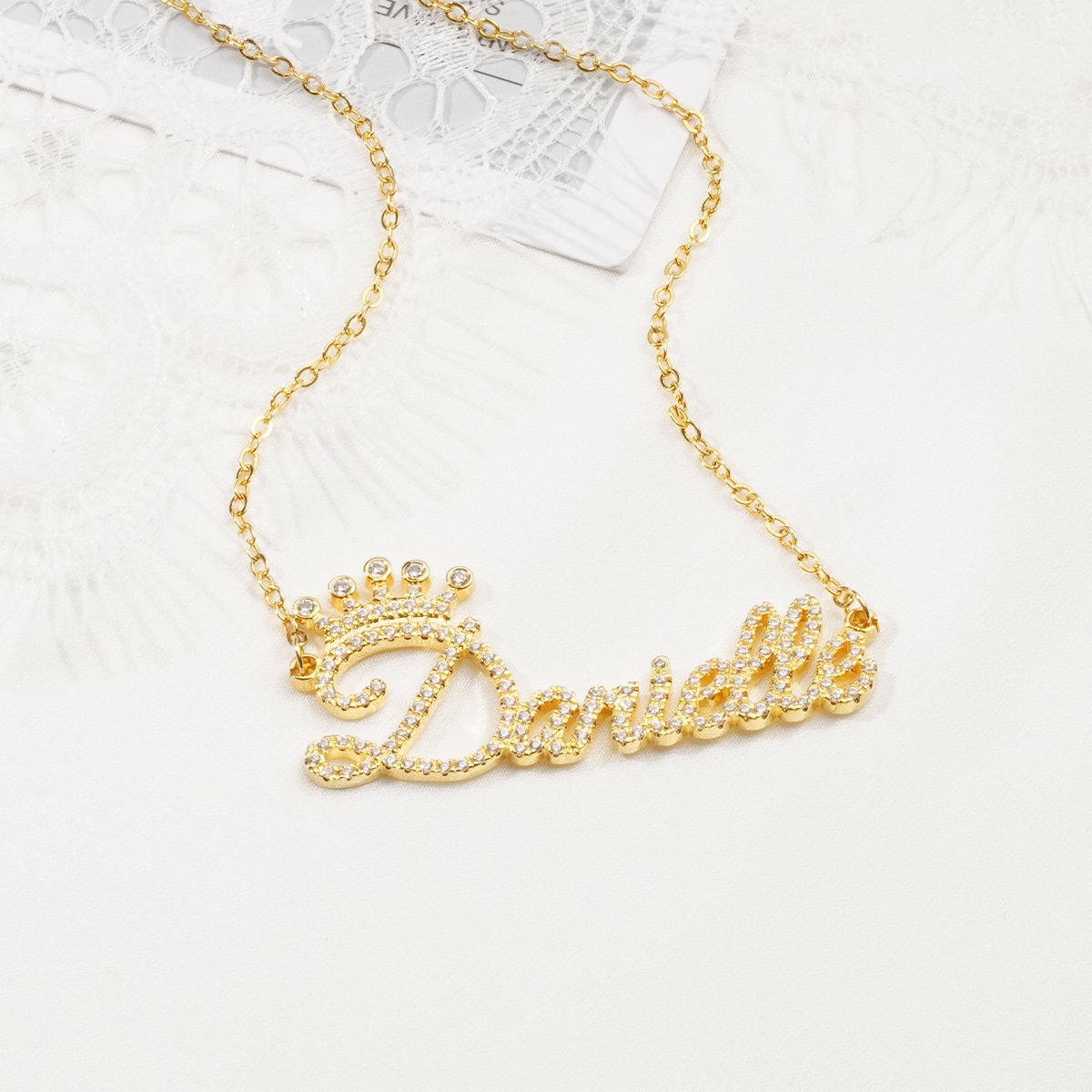 Sterling Silver Name Necklace With Crown