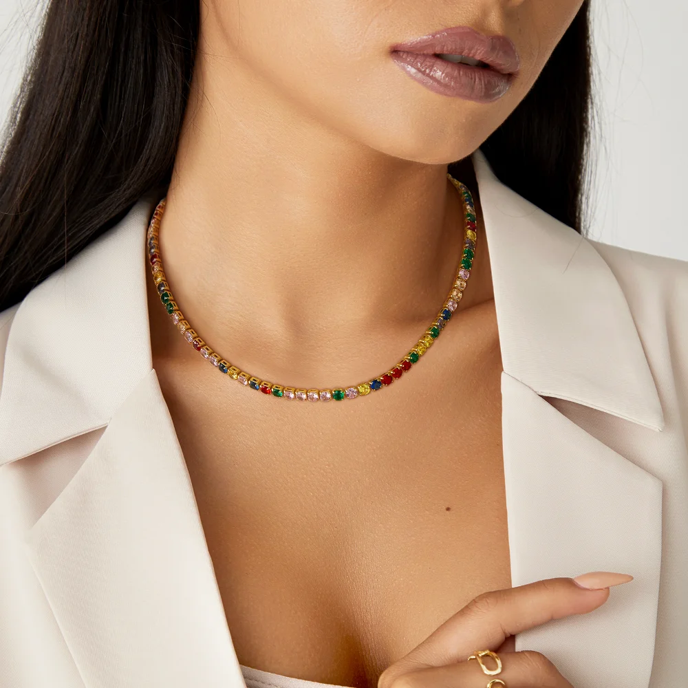 Colorful Square Tennis Necklace