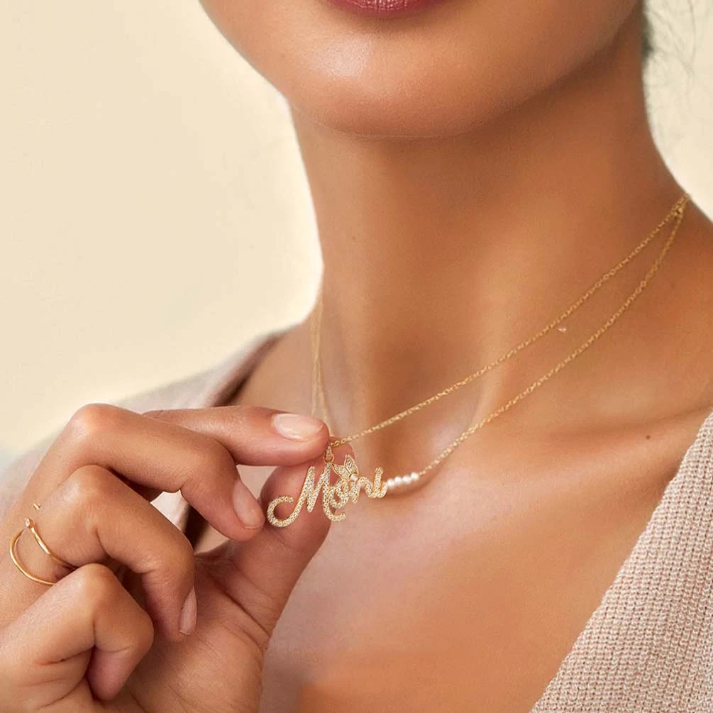 Custom Name Butterfly Sparkling Necklace With Diamond