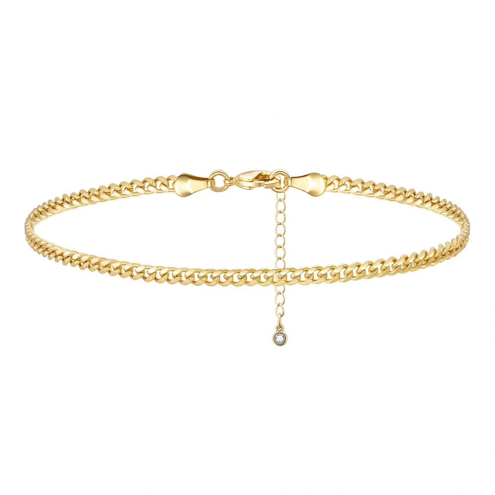 Dainty 14k Gold Plated Cuban Link Foot Chain