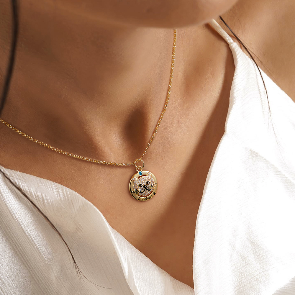 Joycename Custom cat name necklace