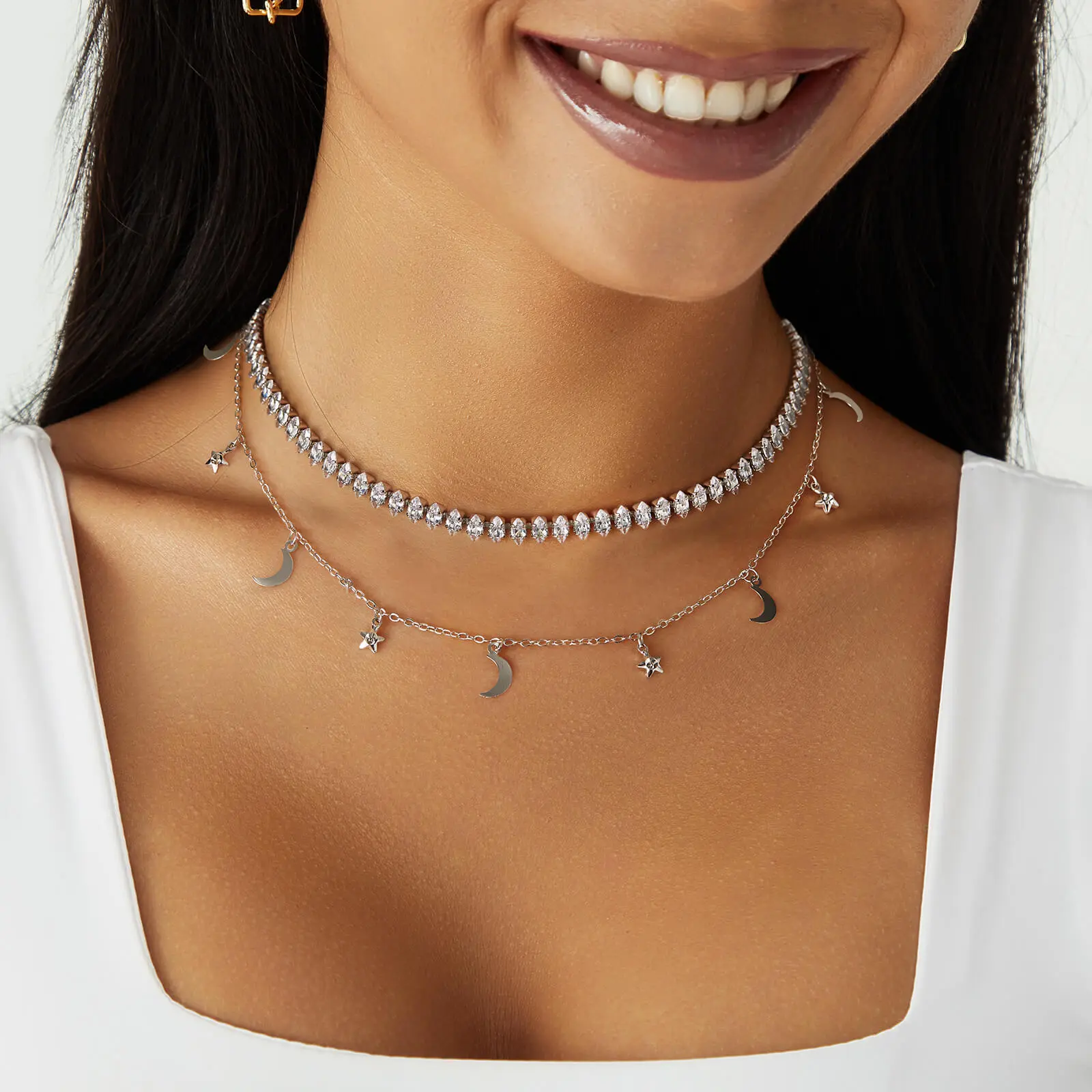 Shining Oval Tennis Necklace