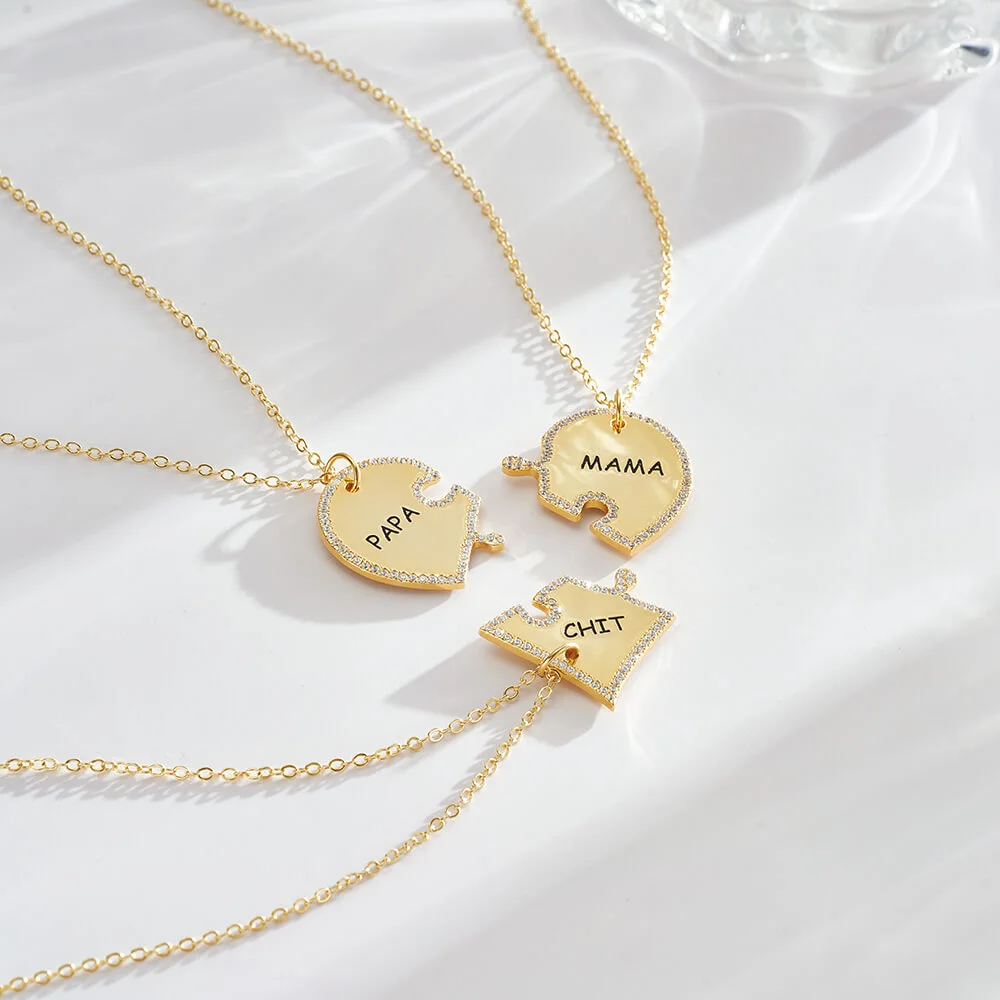 Custom BBF Heart Puzzle Name Necklace For 3
