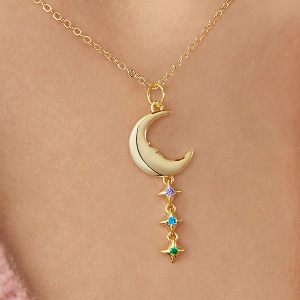 14k gold crescent moon necklace