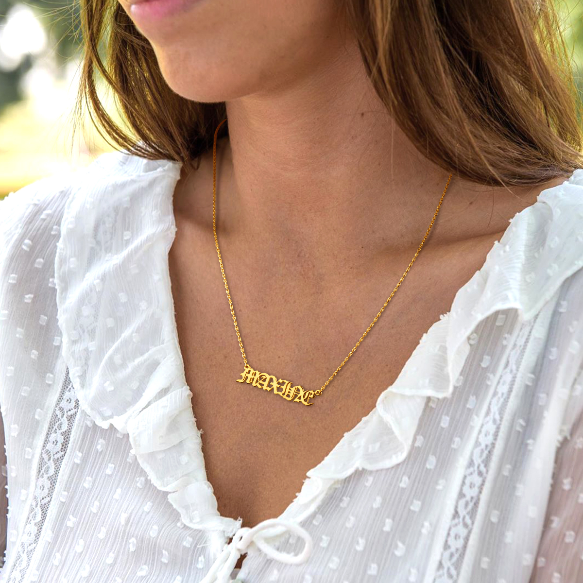 Personalized Old English Name Necklace