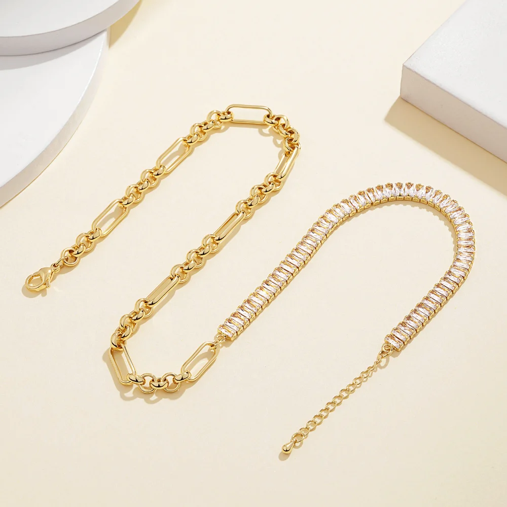 Paperclip Cubic Zirconia Tennis Necklace 