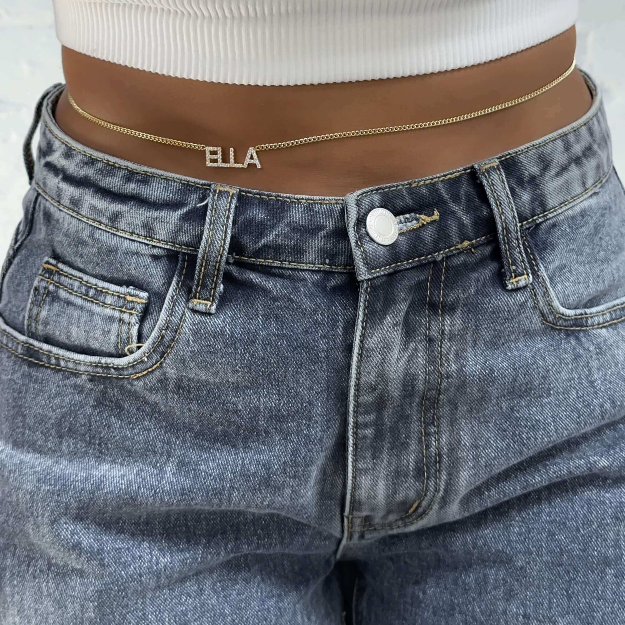 Dazzling Custom Name Belly Chain 