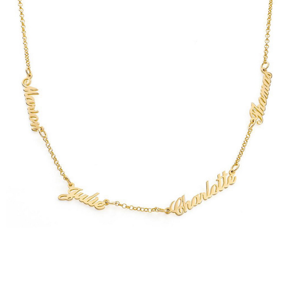 Multiple Name Necklace in Gold Plating