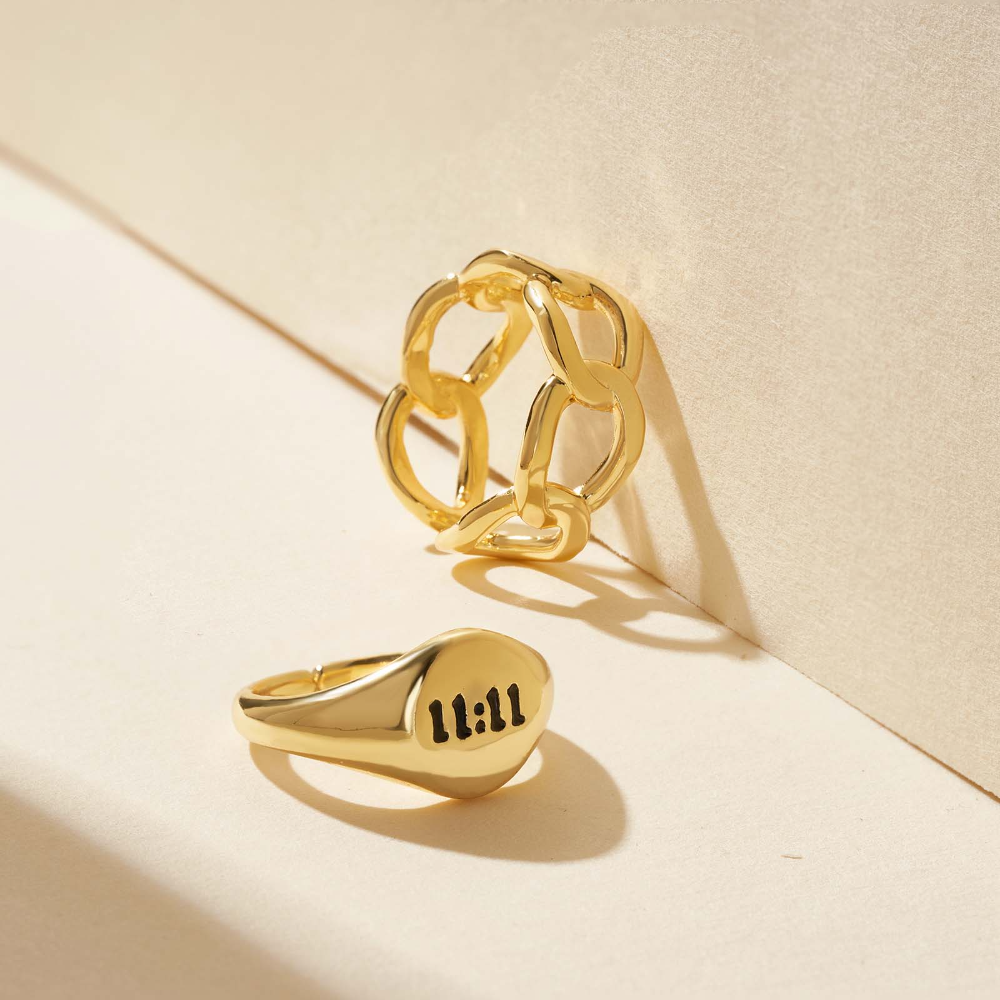 2Pcs Chunky Gold Rings 