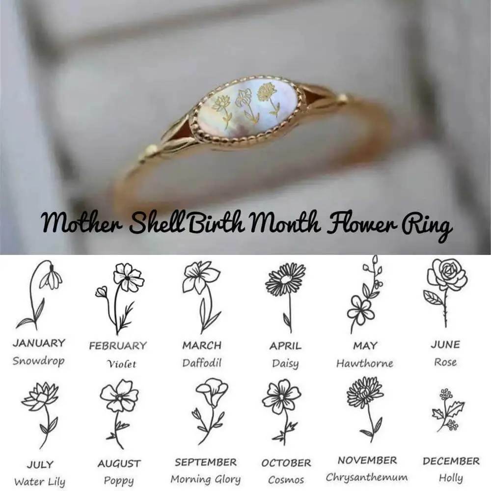 Joycename Personalized Birth Flower Ring