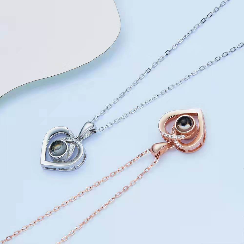 Custom Heart Photo Projection Necklace