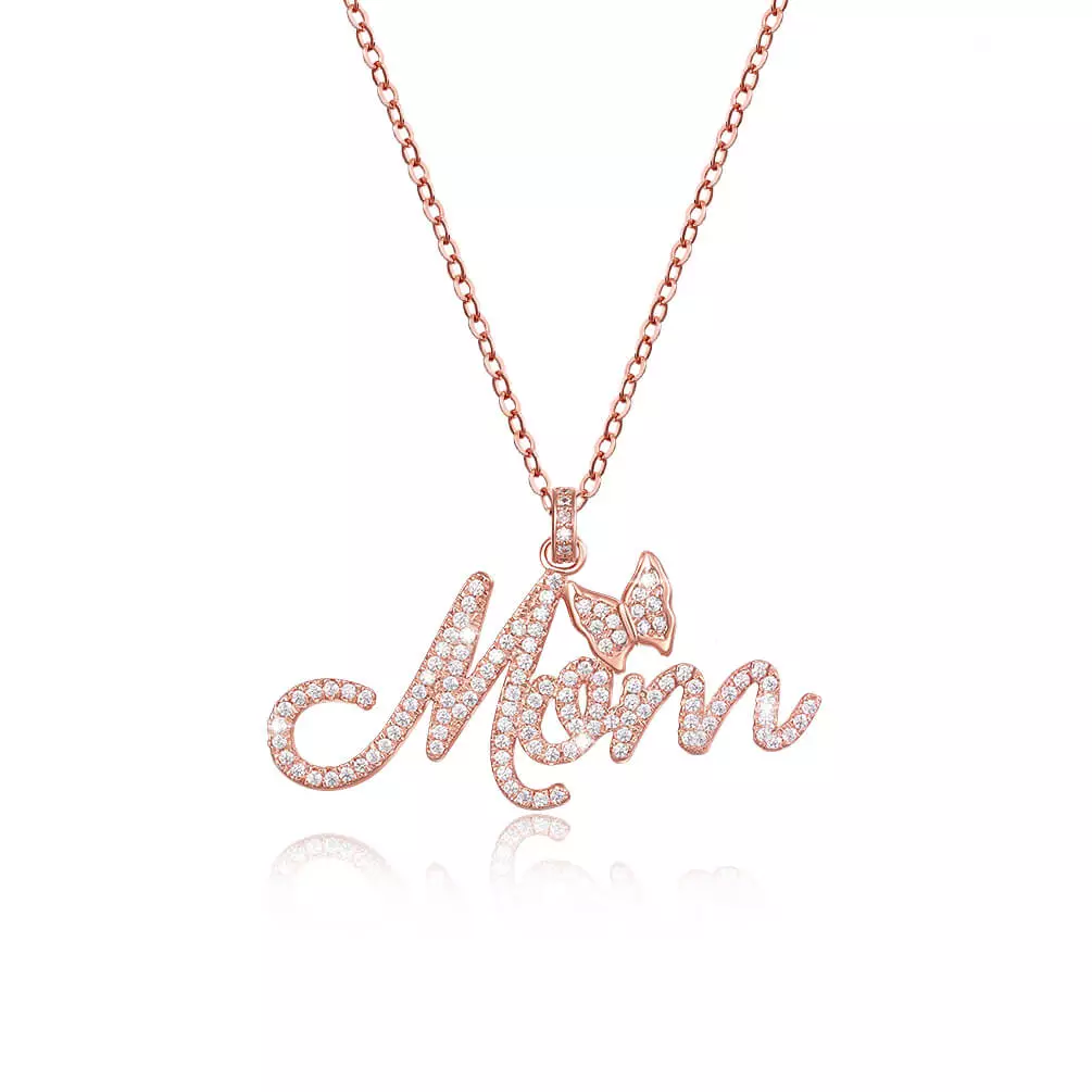 Custom Butterfly Name Necklace With Diamond