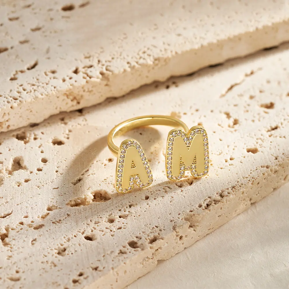 Custom Dainty Initial Letter Ring